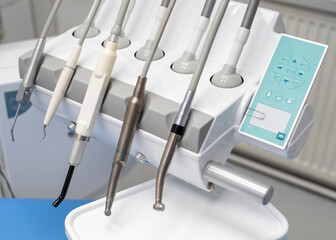 Empty dental office. Close-up of dental office equipment and dental drill