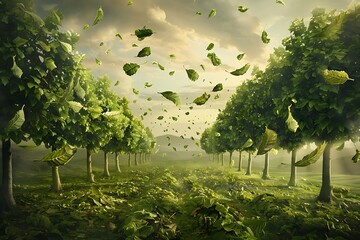 Fototapeta premium A Row of Trees in the Wind