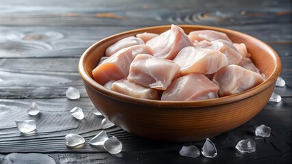 Chicken Pieces in a Bowl of Ice Water  AI generated