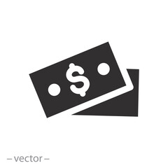 money icon, dollar, flat vector illustration for website, app, ui