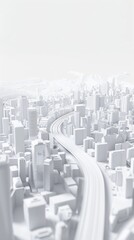 White 3d map of city buildings, city of the future, architectural project for presentation or for a website.