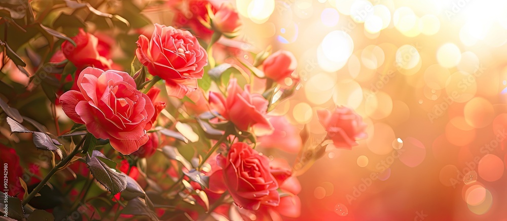 Aufkleber Floral abstract background featuring lovely red roses with a soft blur effect ideal for showcasing copy space image