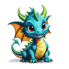 Fototapeta premium A lovable blue dragon with a playful grin, designed to enchant and captivate the imaginations of young children!