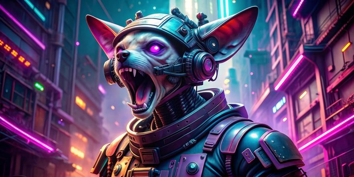 Cyberpunk Cat in Neon City