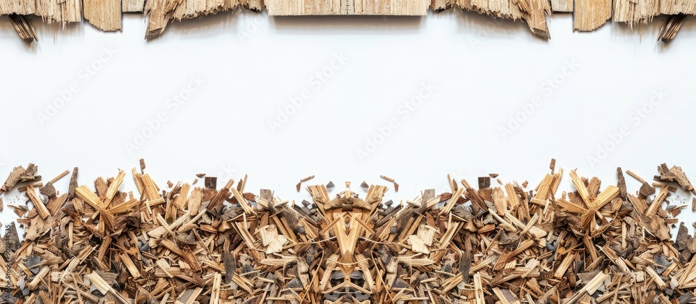 Aufkleber wood chip subfloor boards isolated on a white background with a space for an image. creative banner.