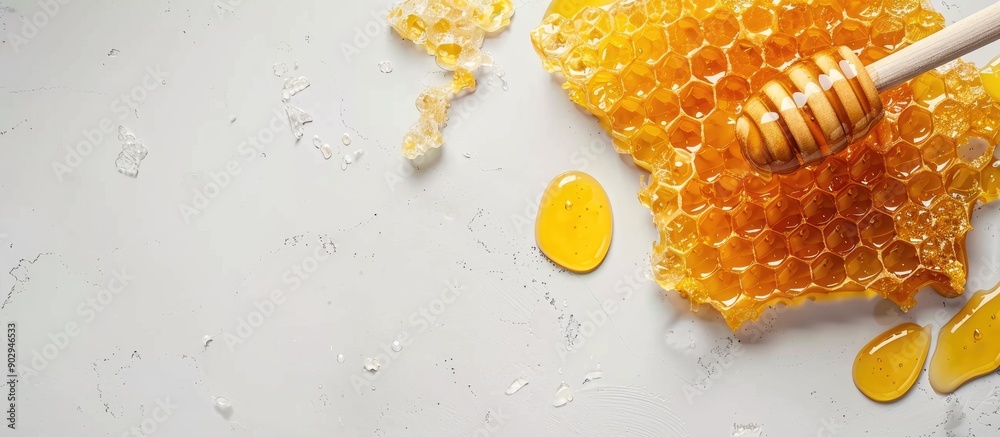 Aufkleber mini frame showcasing fresh honey against a white backdrop serves as a winter health booster with a 