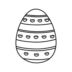 Cute decorated Easter egg isolated on white background. Vector hand-drawn illustration in doodle style. Perfect for holiday designs, cards, logo, decorations.