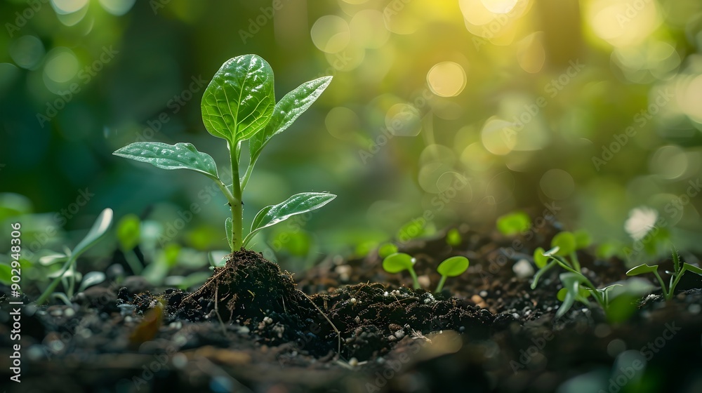 Poster Young Plant Sprouting from Seed Representing Promise and Potential of Growth