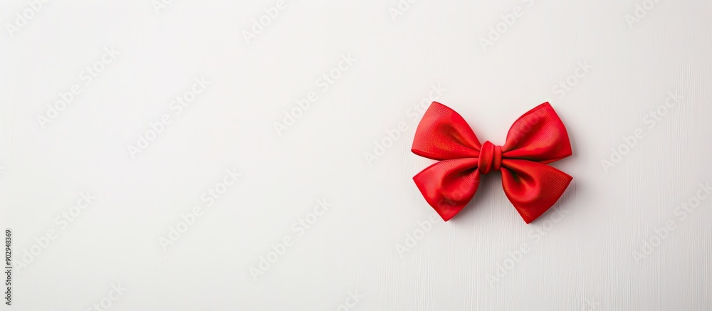 Poster a red bow sitting alone on a white background provides a beautiful copy space image