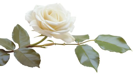 Obraz premium one single white rose flower on white background