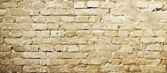 A tan painted brick wall backdrop with copy space image for text