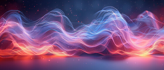 Fototapeta premium Abstract Background With Vibrant Blue and Red Waves and Sparkles