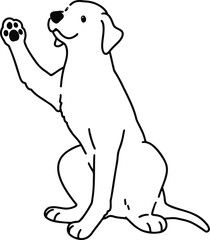 Simple and adorable Rhodesian Ridgeback lifting a paw outlines only