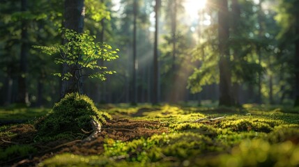 Obraz premium Soil health in forestry, holographic visualization, sustainable management, advanced forestry tech