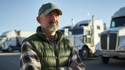 Fototapeta premium The Trucker With Trucks