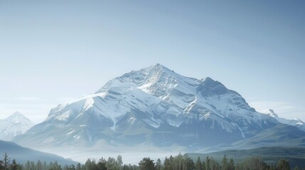Obraz premium A mountain range covered in snow with a clear blue sky in the background