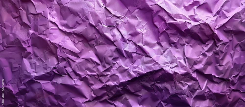 Leinwandbilder Purple abstract background with crumpled used wrapping paper Top view composition with empty copy space for adding text or images