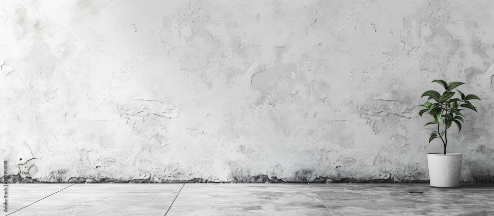 Poster Empty copy space image featuring a simple background wall with a vivid white concrete texture pattern for your text