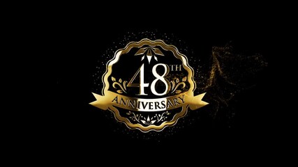 Happy 48 Year Anniversary, Celebrate 48th Anniversary Greetings in Gold Logo, Happy 48th Anniversary, Golden 48th Years Wedding Anniversary, 48 Year Anniversary Animation Effects On Black Background 