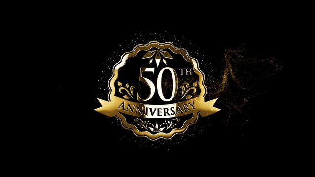 Celebrate 50th Anniversary Greetings in Gold Logo, Happy 50th Anniversary, Golden 50th Years Wedding Anniversary, 50 Year Anniversary Animation Video