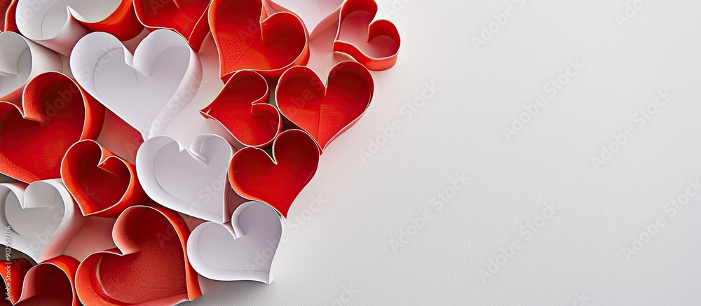 Aufkleber valentine s day concept with heart shaped paper rolls on a white background with copy space image