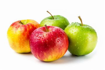 three apples isolated on white, Three Apples Isolated on a White Background, generative ai
