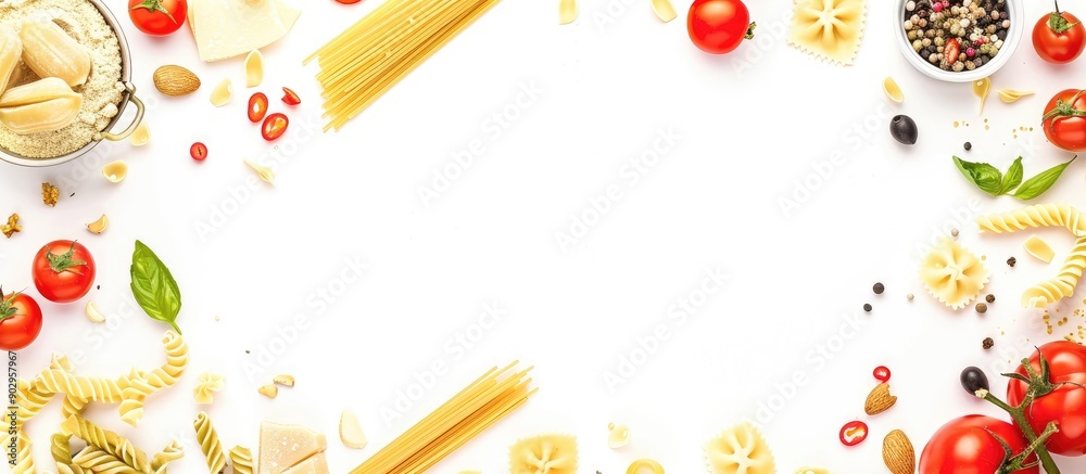 Poster pasta and ingredient frame with copy space image