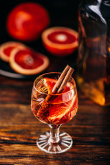 Close up of a glass of whiskey sour cocktail