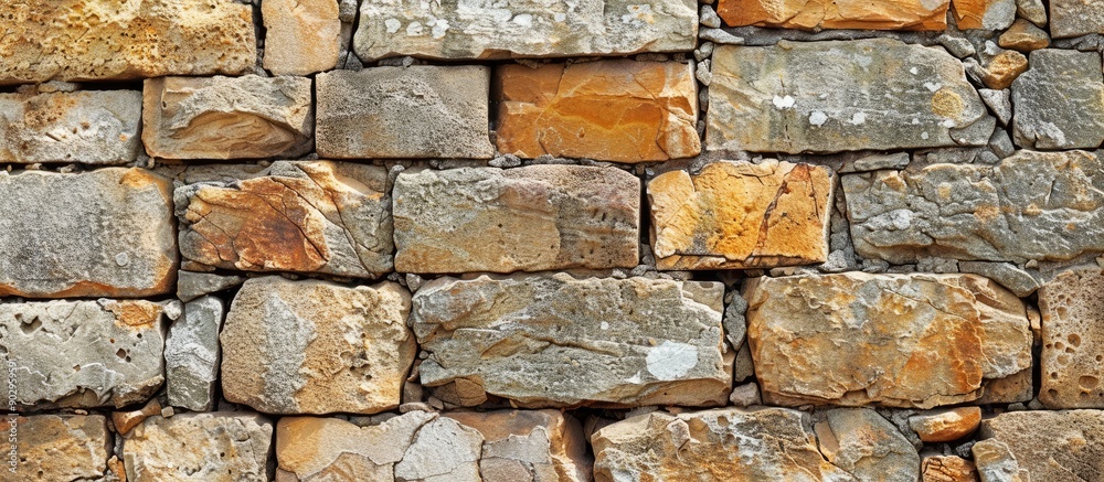 Fototapete rustic style wall made of old marable bricks featuring a unique destroyed stone pattern includes cop