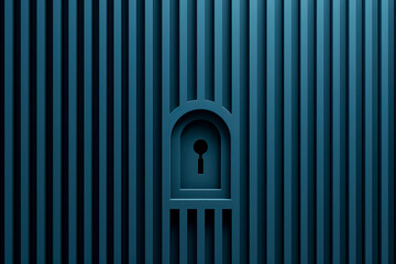 Keyhole surrounded by protective lines, security concept, access protection