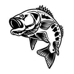 Bass Fish | Fishing | Outdoor Scene | Angler Dad | Big Fish | Fisherman | Nature Scene | Fish Market | Original Illustration | Vector and Clipart | Cutfile and Stencil