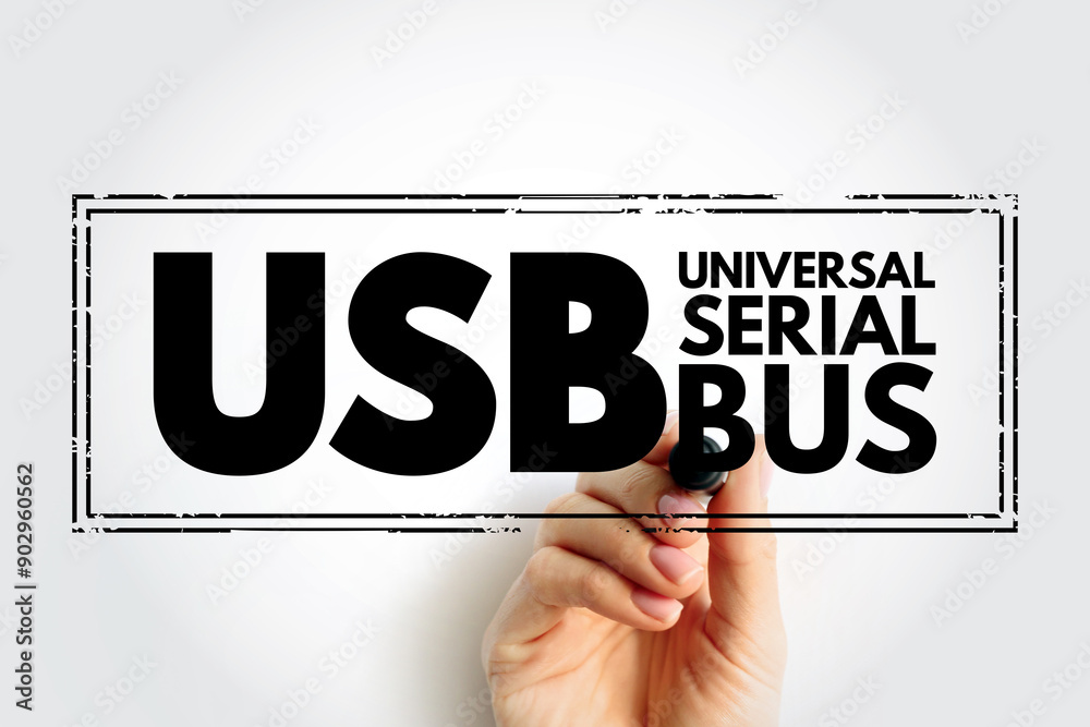 Aufkleber usb universal serial bus - common interface that enables communication between devices and a host co