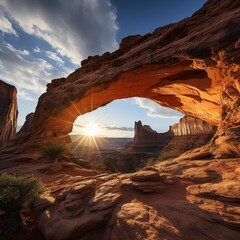 Sunrise Through a Natural Arch