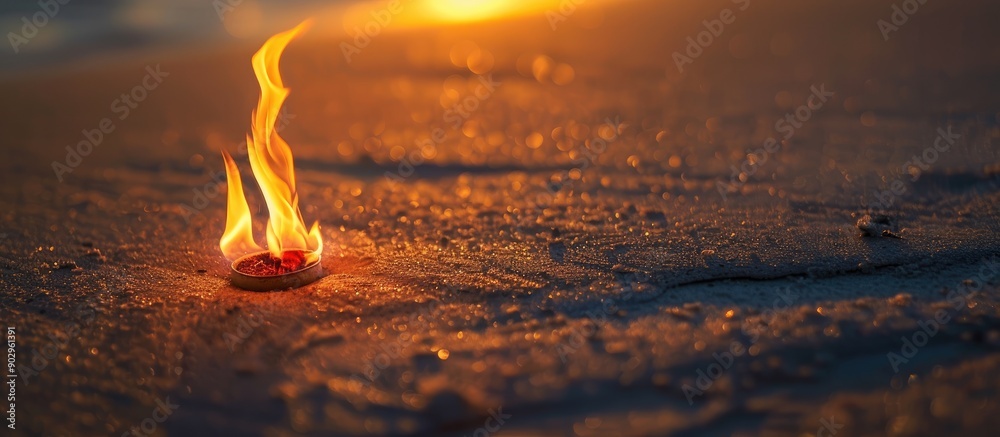 Poster a flickering flame illuminates the shadowed setting creating a mesmerizing copy space image