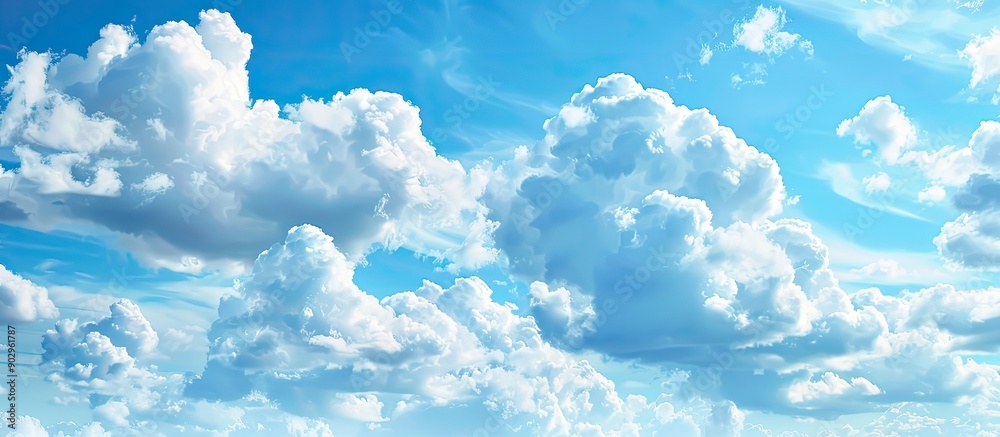 Aufkleber the expansive blue sky filled with fluffy clouds is perfect for a copy space image