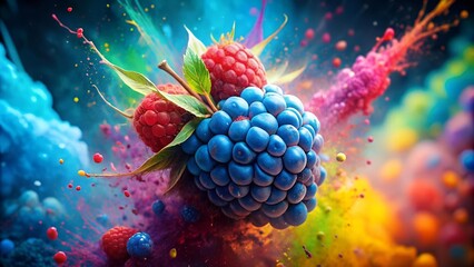 A Symphony of Blue: Abstract Blue Raspberry Burst  Generative AI