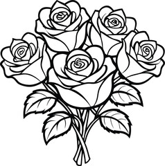 Rose flower coloring book pages for children and adults