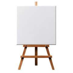 Blank Canvas, Wooden easel with a white canvas, Ready for Creativity on a transparent background.
