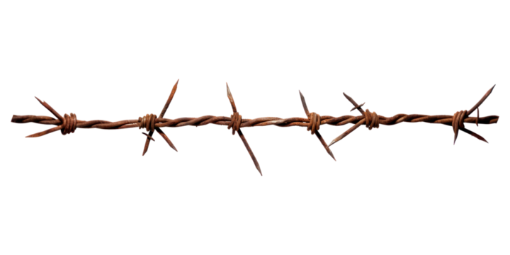 PNG Rusty barbed wire white background forbidden branch.