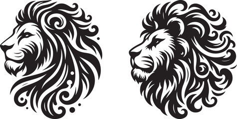 Lion head silhouette vector art illustration. Lion head vector.
