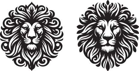 Lion head silhouette vector art illustration. Lion head vector.