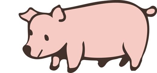 A Cute Young Piglet Pig - Pig Character Mascot,Happy Pig- funny cartoon piggy animal vector Illustration