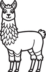 Llama / Alpaca silhouette is drawn with a stamp effect. Alpaca animal of South America. Vintage emblem. Design element for shop, market, packaging, labels, and logo poster. Vector illustration.