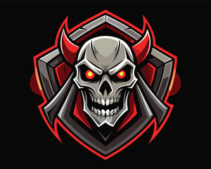 A creative mascot logo of Red Devil Skull gaming logo design