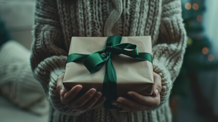 The Hands Holding Gift Box