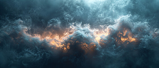 Abstract Smoke and Light Swirling with Blue and Orange Colors