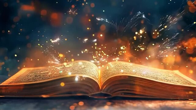 abstract open korah book featuring the crescent and star of Islam