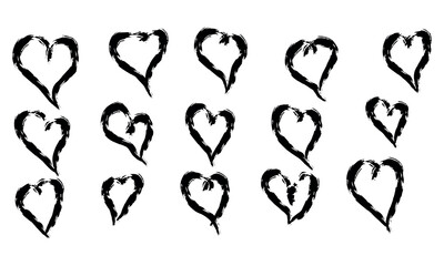 set of Hand-Painted Brushstroke Hearts Collection