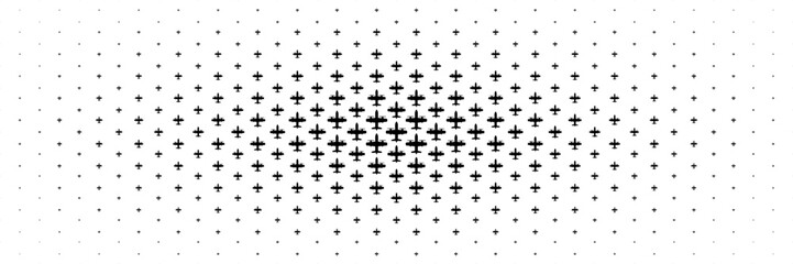 horizontal halftone of black propeller airplane spreading from center for pattern and background.