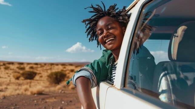 The smiling road tripper